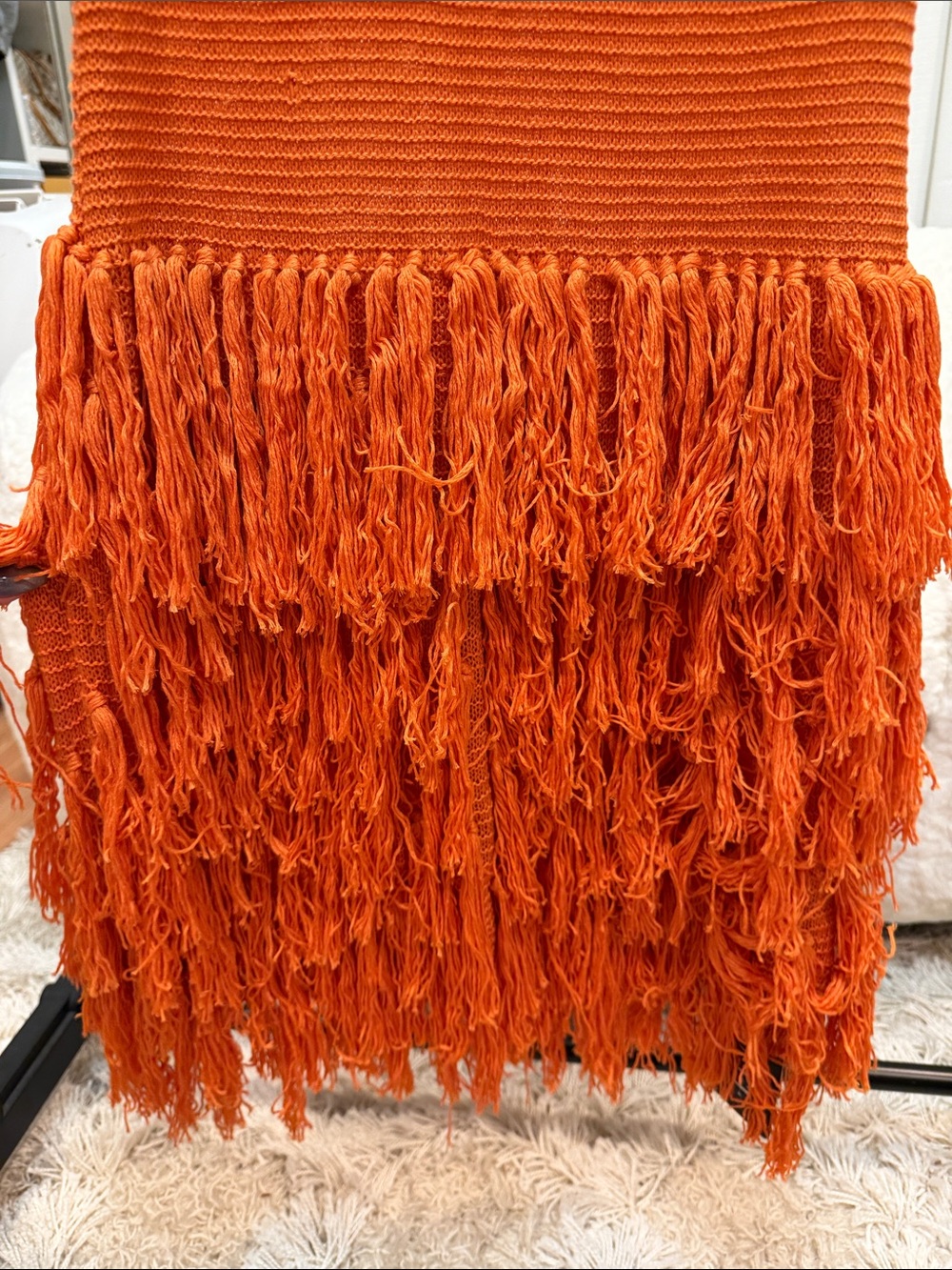 SHEIN Orange Sleeveless Fringe Knit Midi Dress - Picture 3 of 3
